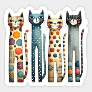 Quirky Colorful Cats Sticker